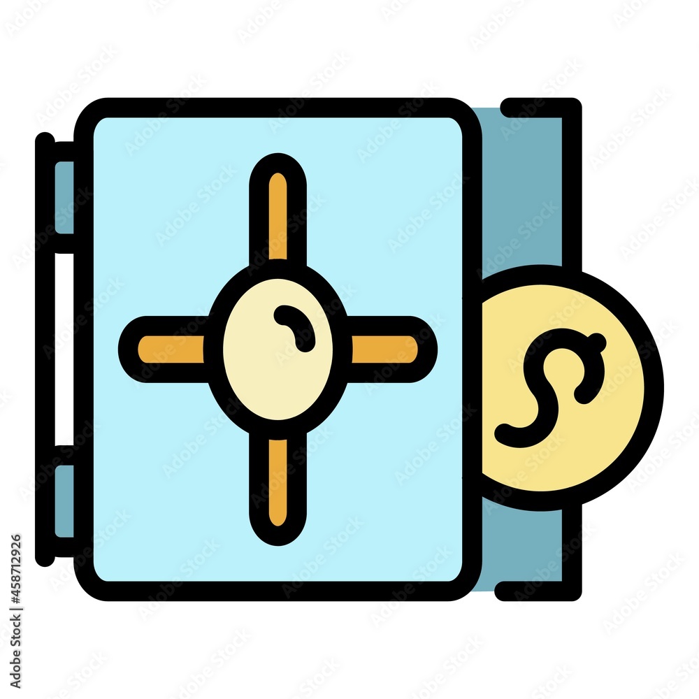 Open money safe icon. Outline open money safe vector icon color flat isolated Open money safe icon. Outline open money safe vector icon color flat isolated