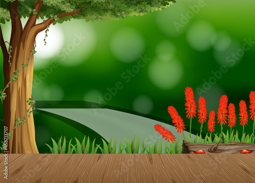 Empty nature landscape scene with blur background