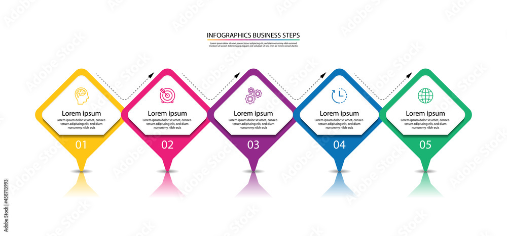 Presentation business infographic template colorful  with 5 step