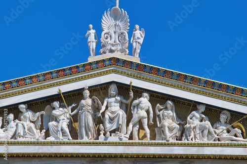 pediment at the University of Athens, with representations of all the ancient Greek Gods photo