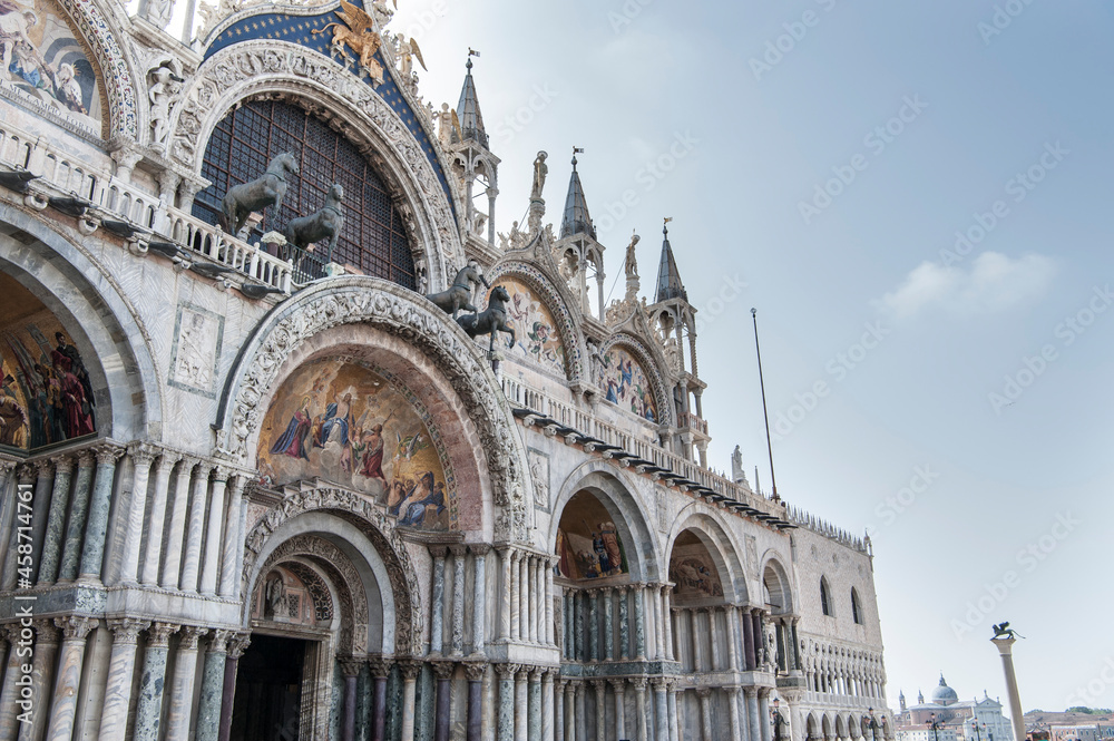 Detail of the facade of the Basilica of San Marco in Venice
