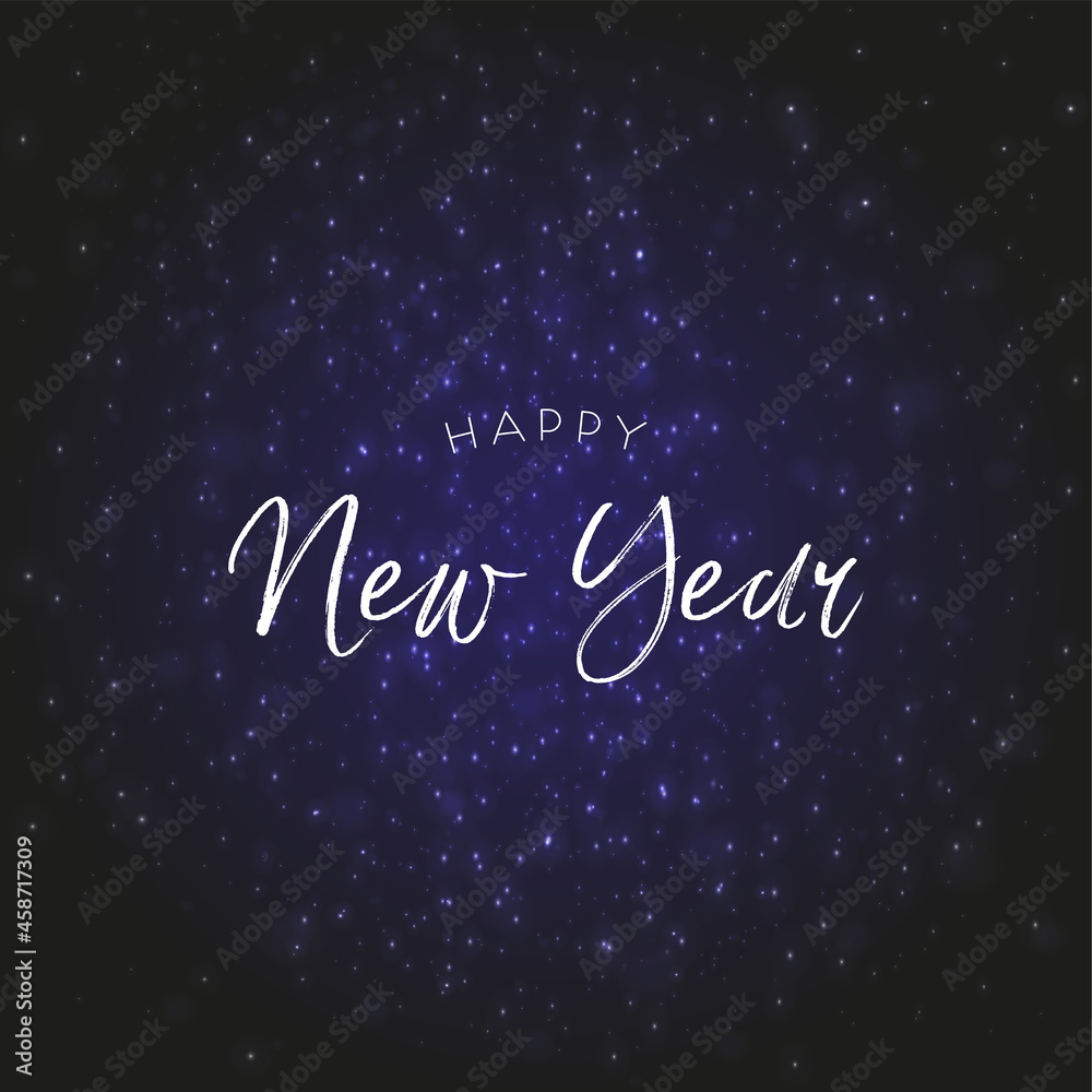 Happy new year text message on starry dark blue background, Merry Christmas. Vector illustration. Happy new year text message on starry dark blue background, Merry Christmas. Vector illustration.