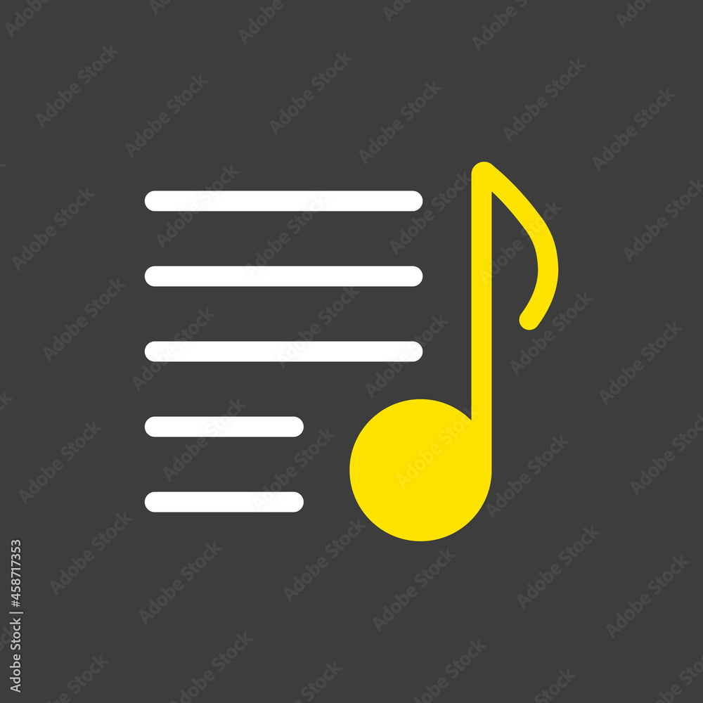 Music playlist vector icon. Musical note and list Music playlist vector icon. Musical note and list