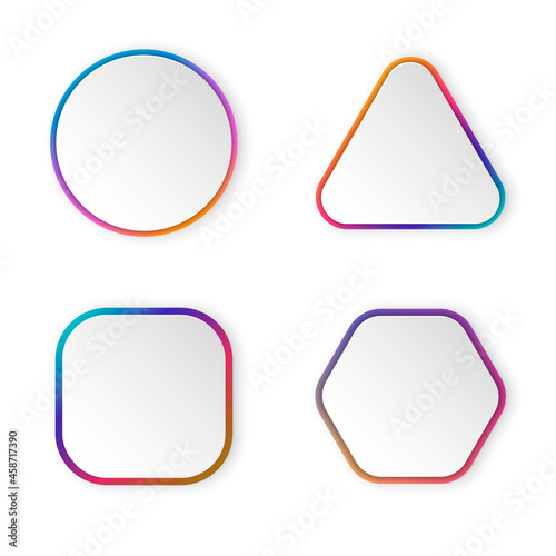 Button shadows. Simple shape shadow, clear buttons badges and miscellaneous shapes material shadows. App surface button, interface ui apps badge. Isolated 3d realistic vector icons set