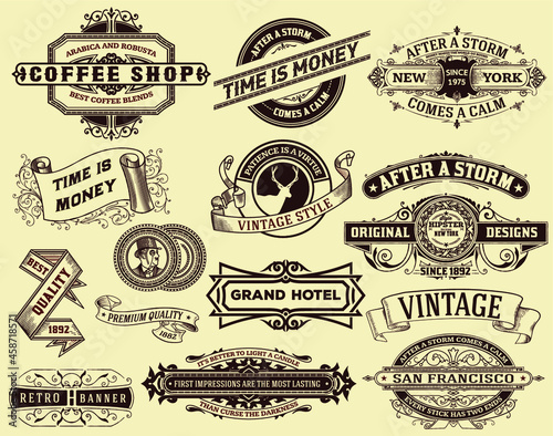 set of vintage elements