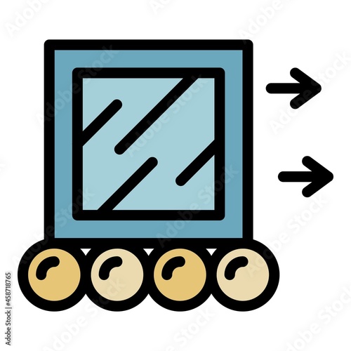 Moving a cube icon. Outline moving a cube vector icon color flat isolated