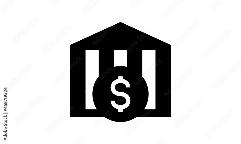 bank icon Dollar, cash, money isolated web element vector Symbol, flat logo illustration bank icon Dollar, cash, money isolated web element vector Symbol, flat logo illustration