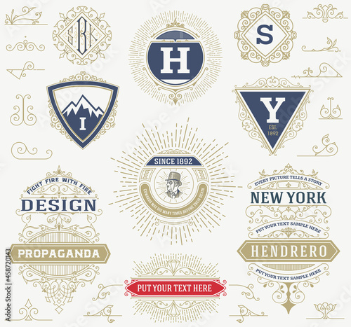 set of vintage retro labels