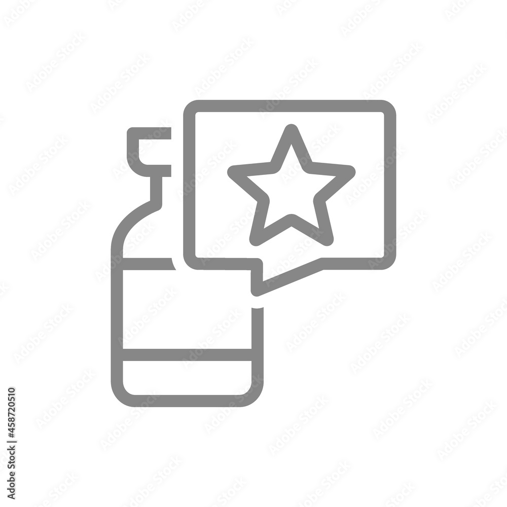 Medical ampoule and speech bubble with star line icon. Vaccine, serum, vaccination information, immunization symbol Medical ampoule and speech bubble with star line icon. Vaccine, serum, vaccination information, immunization symbol