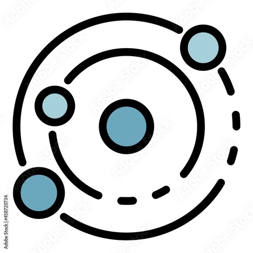 Model of planetary motion icon. Outline model of planetary motion vector icon color flat isolated
