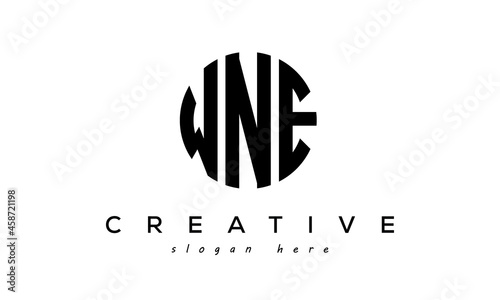 Letter WNE creative circle logo design vector photo