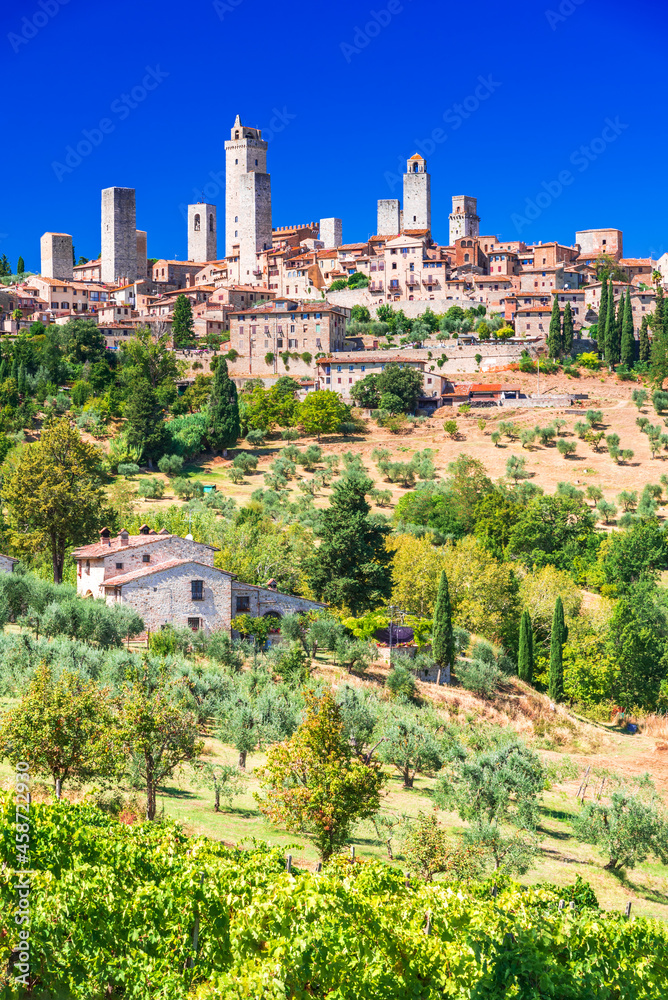 San Gimignano, Italy. Famous medieval town in Tuscany.