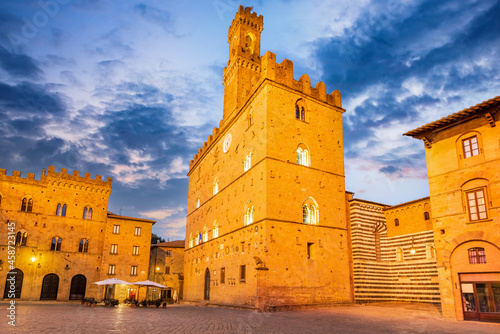 Volterra, Tuscany - Piazza dei Priori sunrise twilight. photo