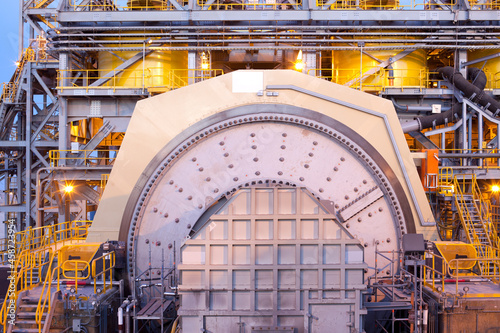 Ball mills at a Copper Mine in Chile at dawn. photo