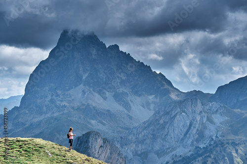 Hiker in the French Pyrenees rests