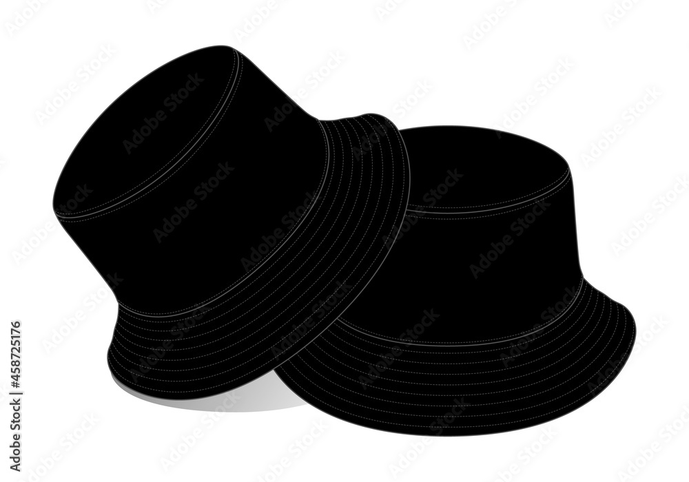 Blank Black Bucket Hat Template Vector On White Background Stock Vector ...