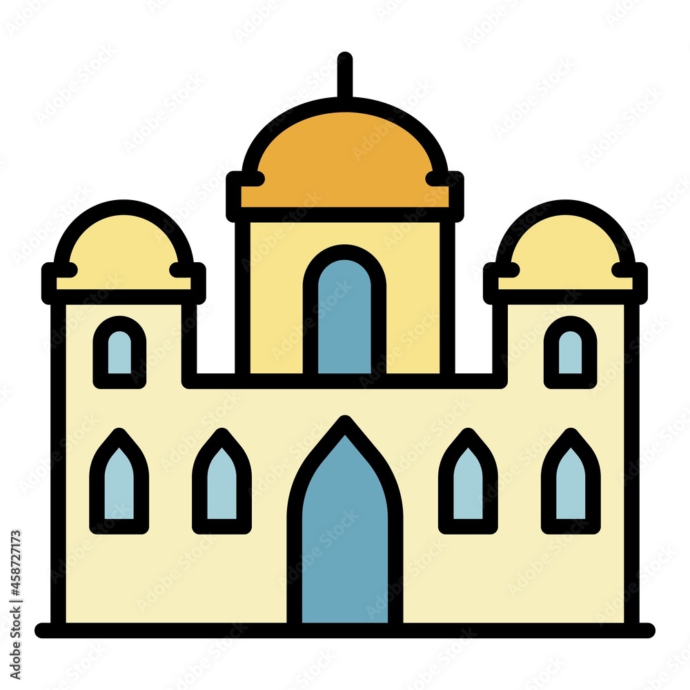 Asian mosque icon. Outline asian mosque vector icon color flat isolated Asian mosque icon. Outline asian mosque vector icon color flat isolated