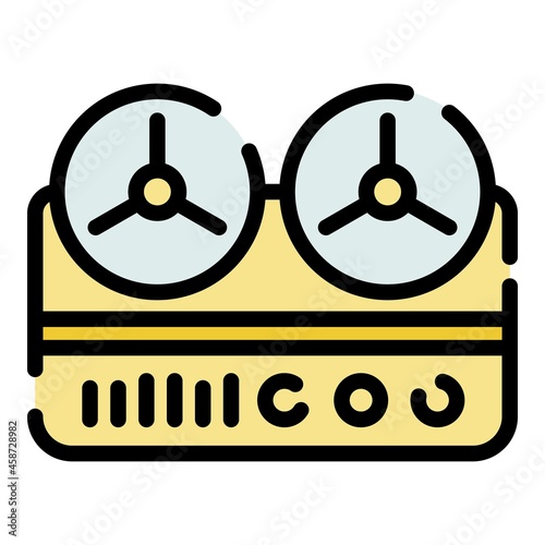 Bobbin tape recorder icon. Outline bobbin tape recorder vector icon color flat isolated