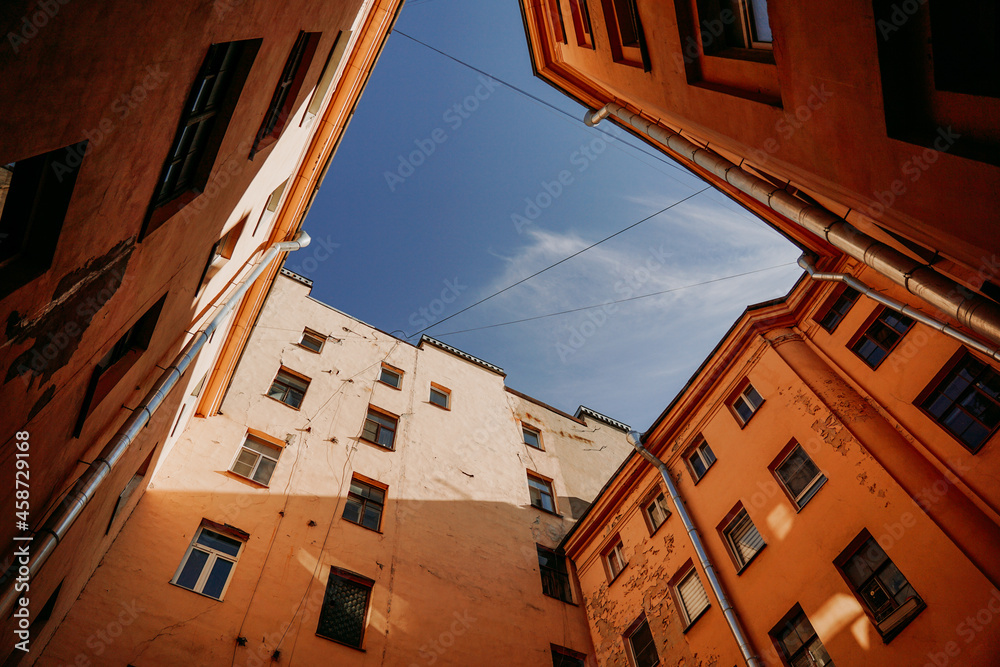 Russia. Old courtyards in the center of St. Petersburg in the summer