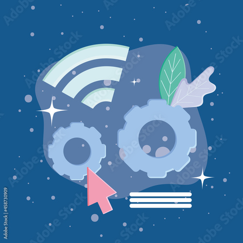 gears with cursor and wifi