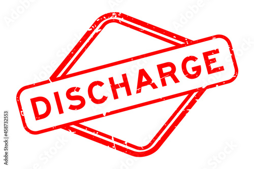 Grunge red discharge word rubber seal stamp on white background