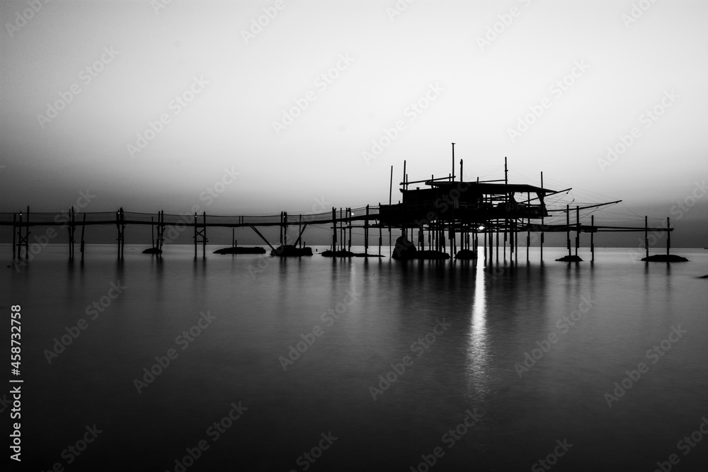 view of a Trabocco at sunset view of a Trabocco at sunset