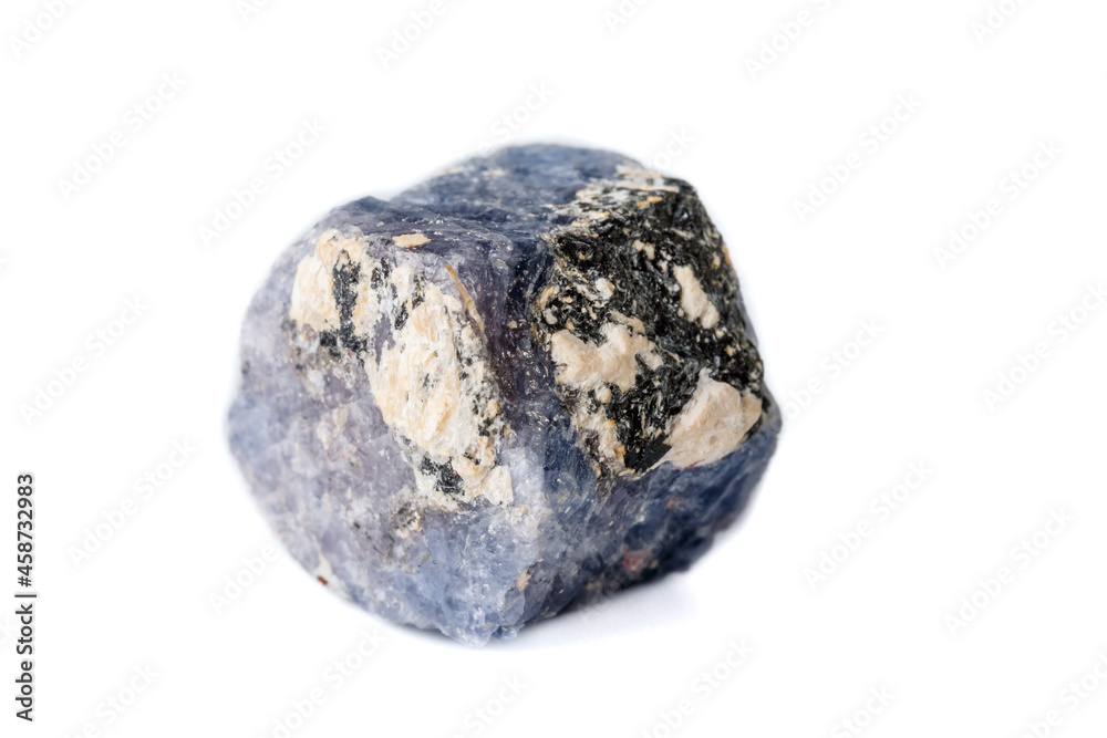 Macro Sapphire mineral on white background Macro Sapphire mineral on white background