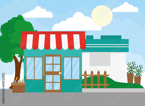 green store with tent