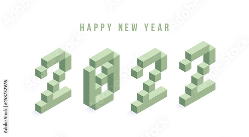 2022 New year isometric vector illustration art. Minimal 2022 vector Holiday decoration elements for design, postcard, greeting cards and invitations or flyer