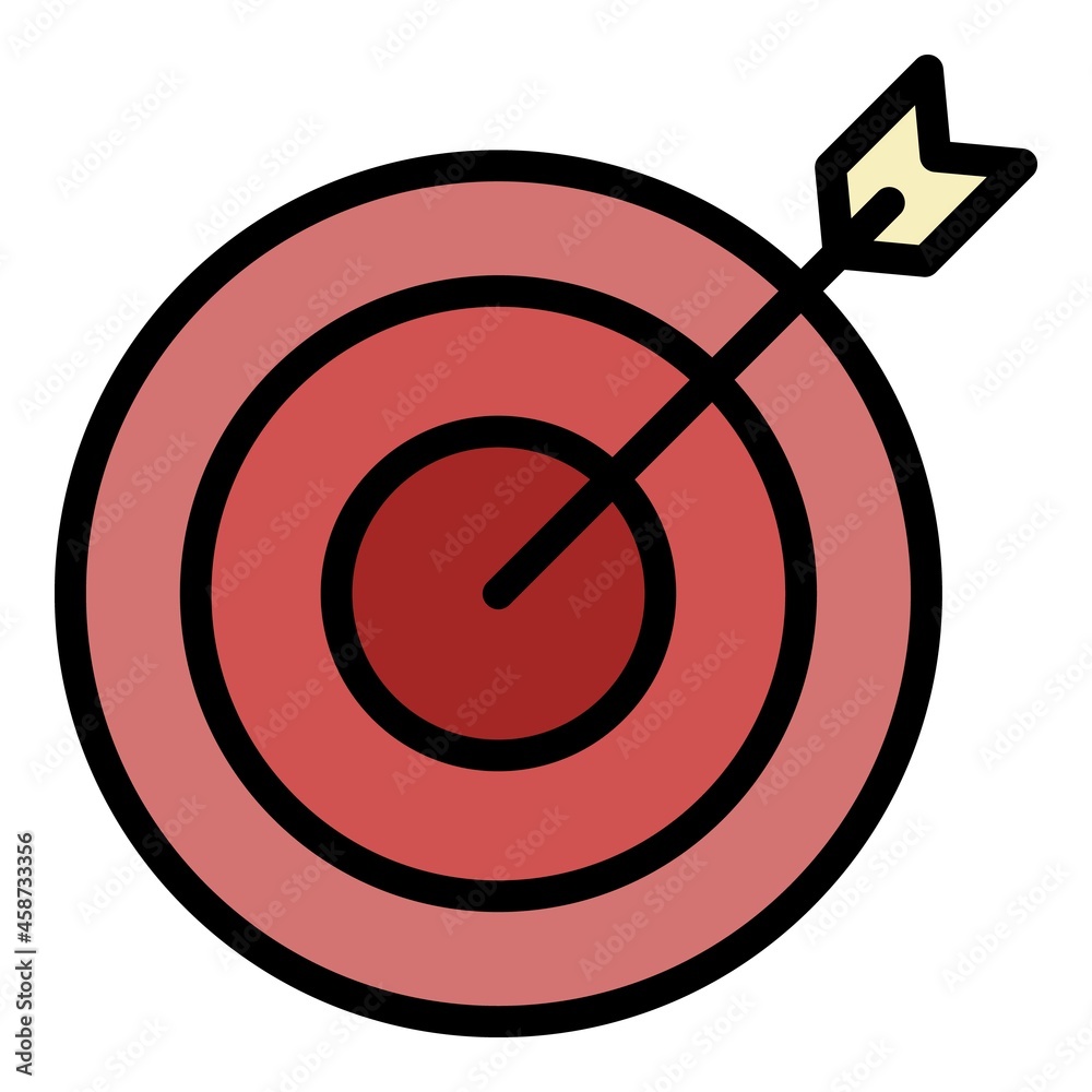 Arrow on target icon. Outline arrow on target vector icon color flat isolated Arrow on target icon. Outline arrow on target vector icon color flat isolated