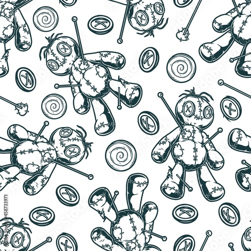 Halloween night monochrome seamless pattern