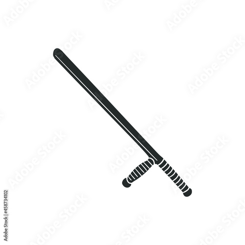 Nightstick Icon Silhouette Illustration. Police Weapons Vector Graphic Pictogram Symbol Clip Art. Doodle Sketch Black Sign.