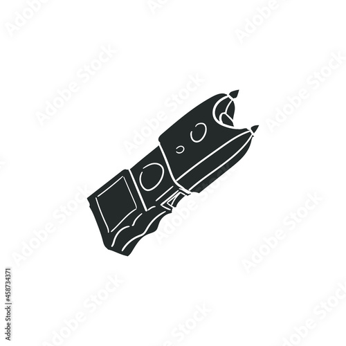 Taser Weapon Icon Silhouette Illustration. Police Tools Vector Graphic Pictogram Symbol Clip Art. Doodle Sketch Black Sign.