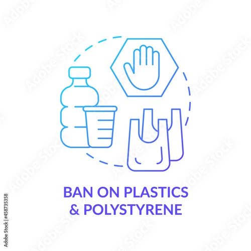 Ban on plastics, polystyrene materials concept icon. environment protection, Reduction in world pollution level abstract idea thin line illustration. Vector isolated outline color drawing