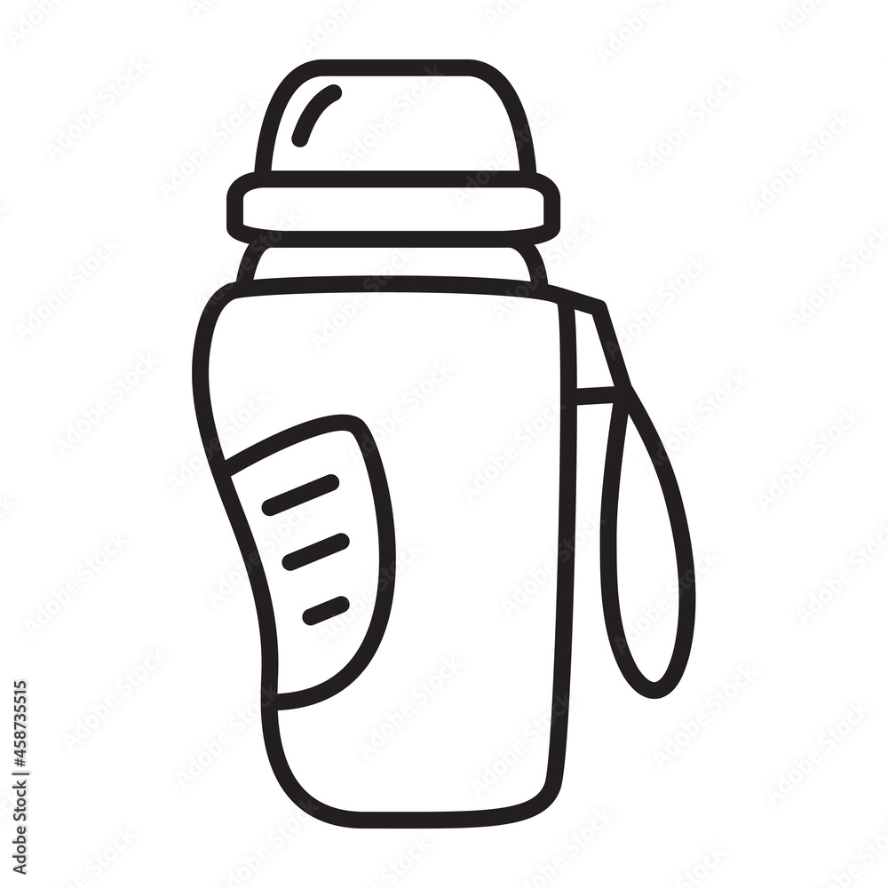 Tumbler with cover.Thermo mug.Cup for hot drinks. Zero waste durable and reusable thermo bottle.Outline vector illustration.Isolated on white background.