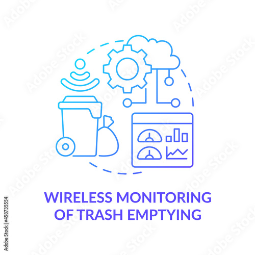 Wireless monitoring system of trash emptying concept icon. Garbage management. Modern methods of waste recycling abstract idea thin line illustration. Vector isolated outline color drawing
