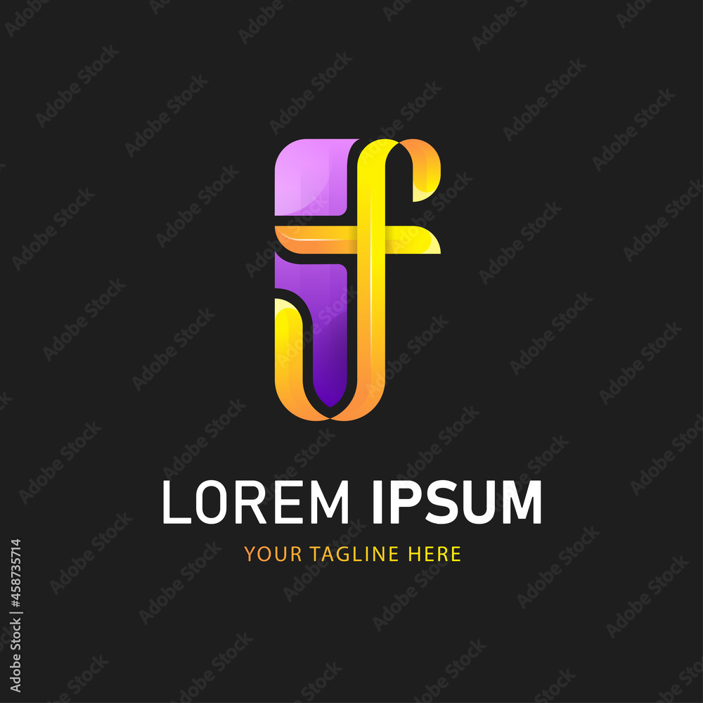 Obraz premium Letter F T And J Logo Design, Colorful Logo Template