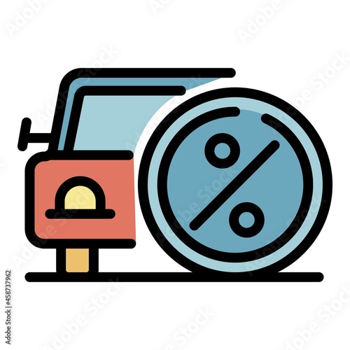 Car in leasing icon. Outline car in leasing vector icon color flat isolated