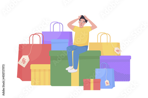 Holiday shopping spree flat concept vector illustration