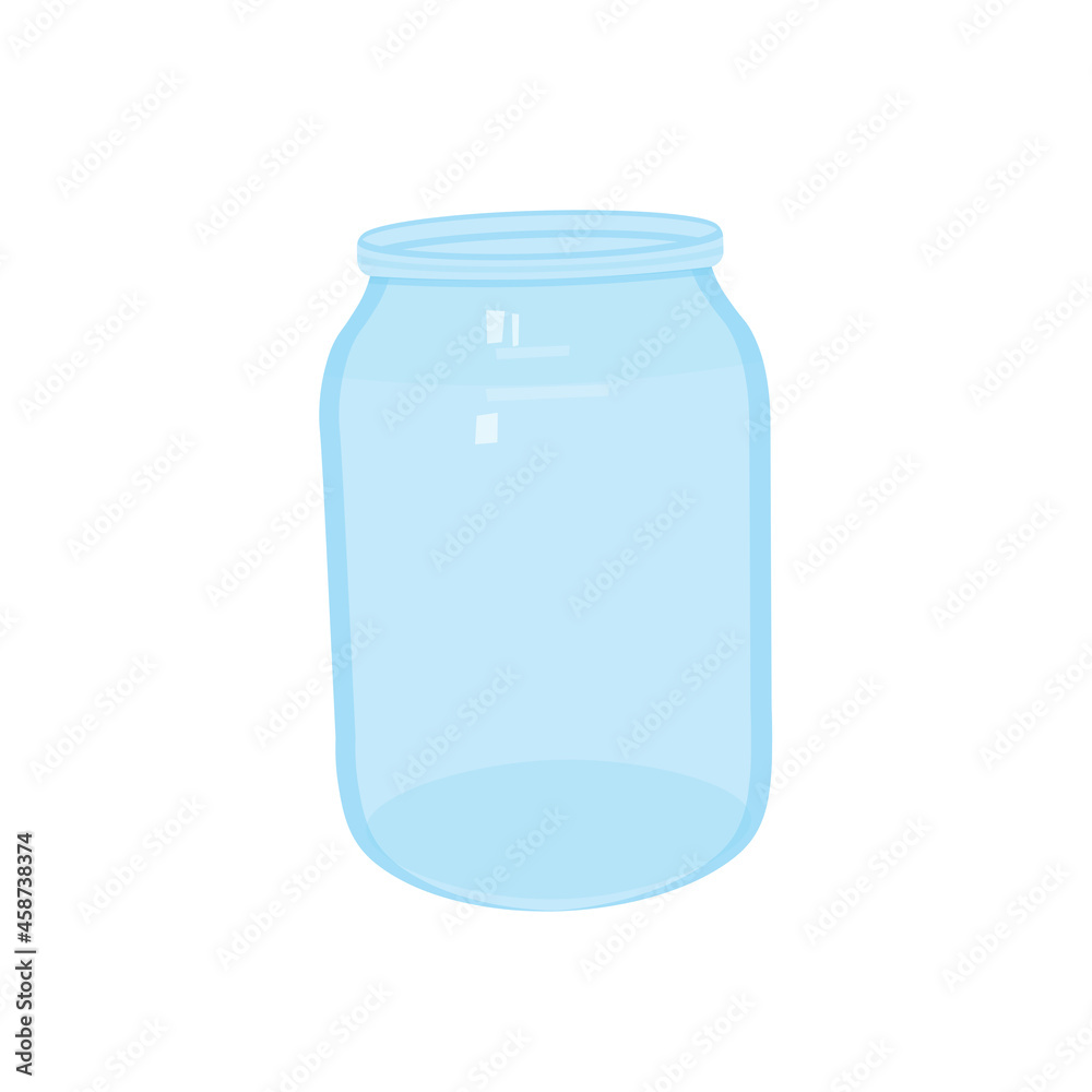 Empty open jar. Vector illustration isolated white background Empty open jar. Vector illustration isolated white background