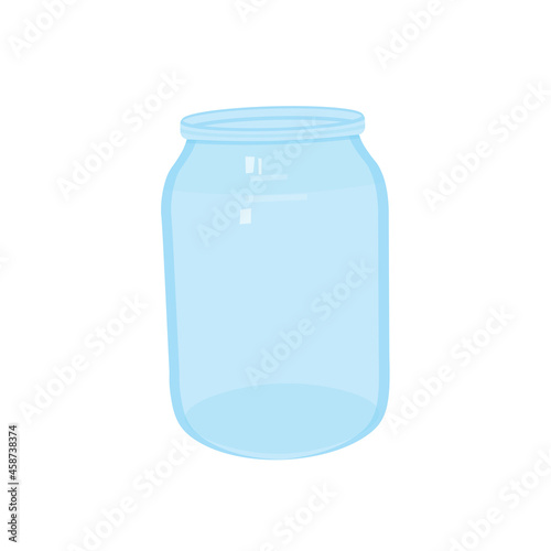 Empty open jar. Vector illustration isolated white background