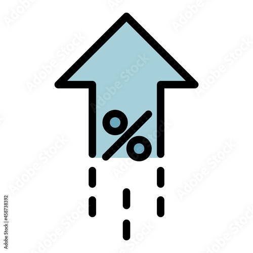 Leasing percent rate up icon. Outline leasing percent rate up vector icon color flat isolated