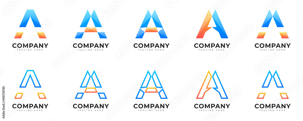 Modern gradient style initial letter a logo collection Modern gradient style initial letter a logo collection
