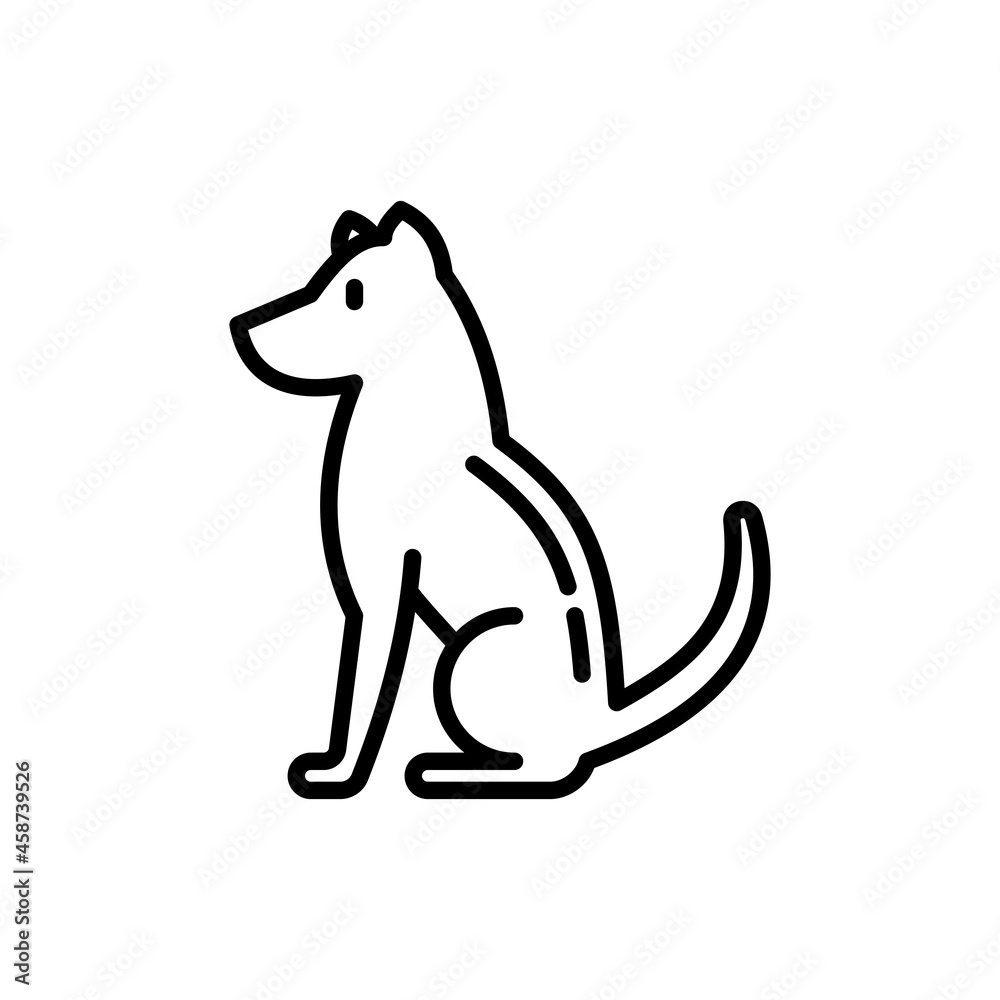 Fototapeta premium Cartoon dog thin line icon. Modern vector illustration for Chinese horoscope.
