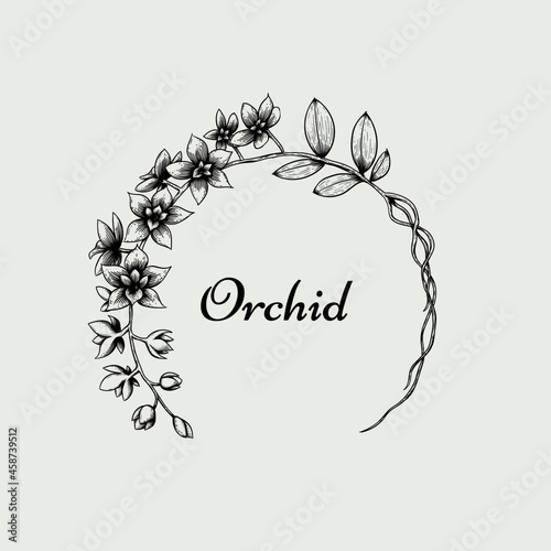 beautiful orchid design drawing. orchid invitation card vector drawing
