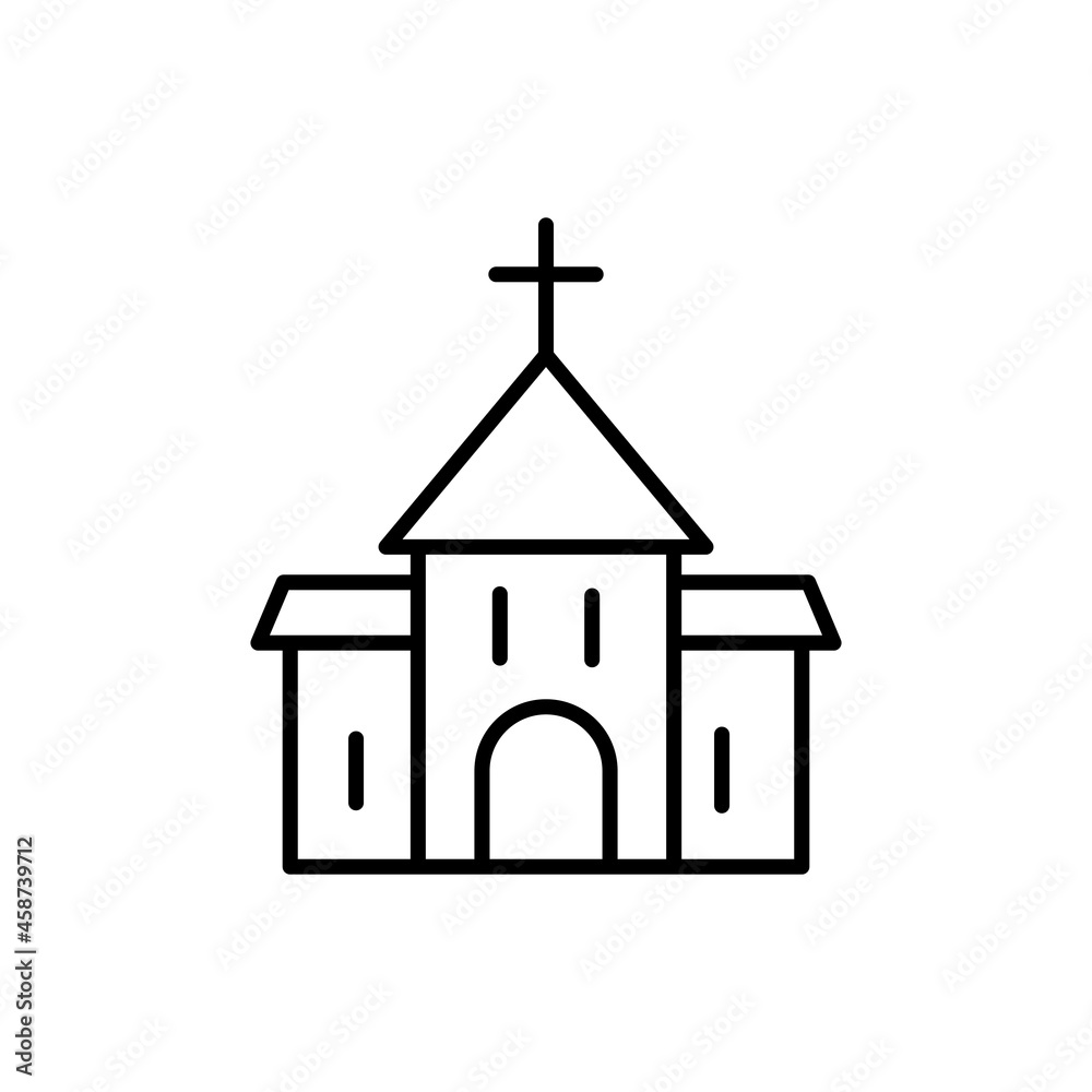 Christian church. Thin line icon. Building. Modern vector illustration. Christian church. Thin line icon. Building. Modern vector illustration.