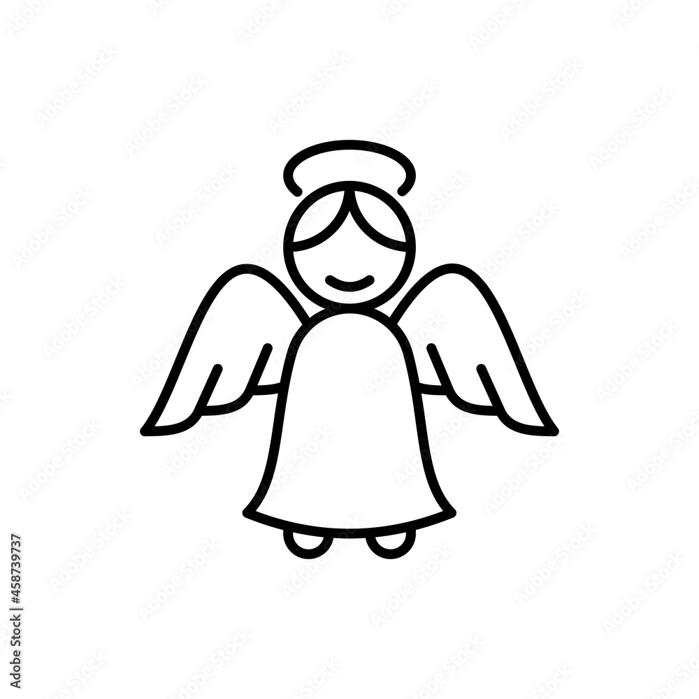 Angel with wings thin line icon. Religion, christianity. Modern vector illustration. Angel with wings thin line icon. Religion, christianity. Modern vector illustration.