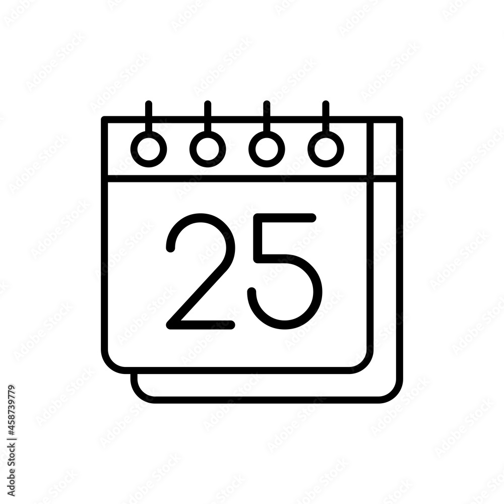 25 december on calendar, Christian holigay thin line icon. Christmas. Vector illustration. 25 december on calendar, Christian holigay thin line icon. Christmas. Vector illustration.