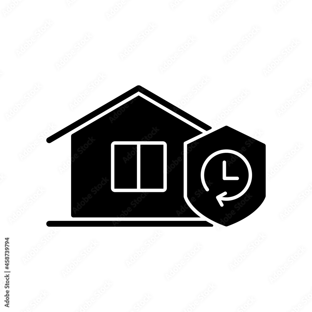 Durability black glyph icon. Building materials reliability. House lifespan expectancy. Resistance to components degradation. Silhouette symbol on white space. Vector isolated illustration Durability black glyph icon. Building materials reliability. House lifespan expectancy. Resistance to components degradation. Silhouette symbol on white space. Vector isolated illustration