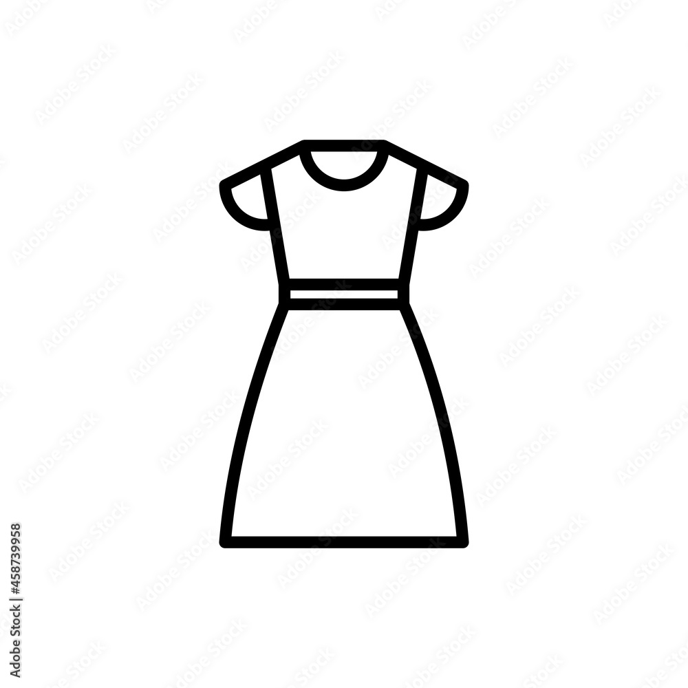 Dress thin line icon. Modern vector illustration of women's clothing.